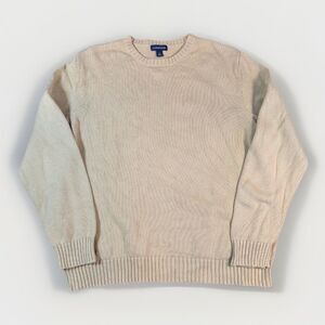 Lands End Vintage Crewneck Sweater Tan Cotton Hong Kong Men’s XL 46-48